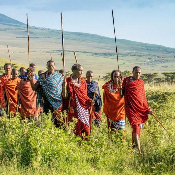 A Maasai group in traditional red shuka